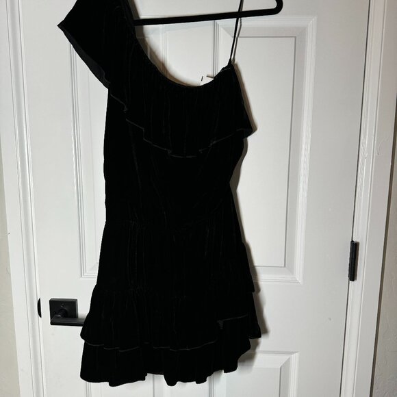 Joie Velvet Kolda B Ruffle Black Mini Dress Size S NEW WITH TAG - Picture 4 of 8